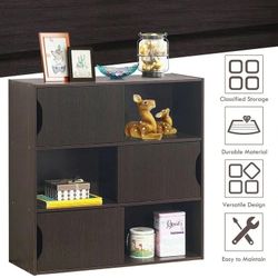 3-Cube Bookcase Cabinet With Humanized Grooved Handles HW63106#4