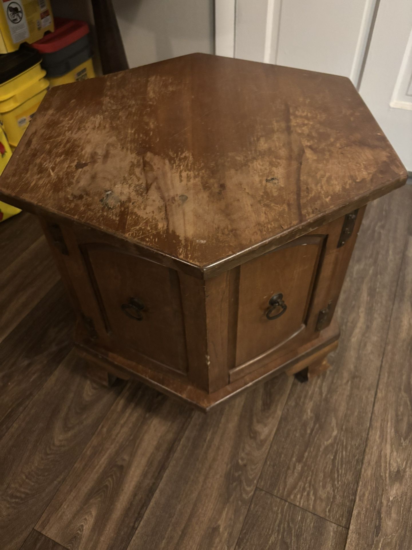 Antique Solid wood hexagon side table