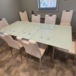 Modern Expandable Glass Dinning Table