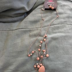 Brand New Paparazzi Pink Necklace And Earring Set 