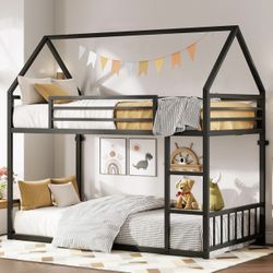 LIKIMIO Bunk Bed Twin XL Over Twin XL, Black 