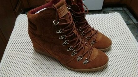 Coach suede signature booties size 9