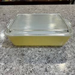 Vintage Yellow Pyrex Ovenware #503 w/Ribbed Clear Lid