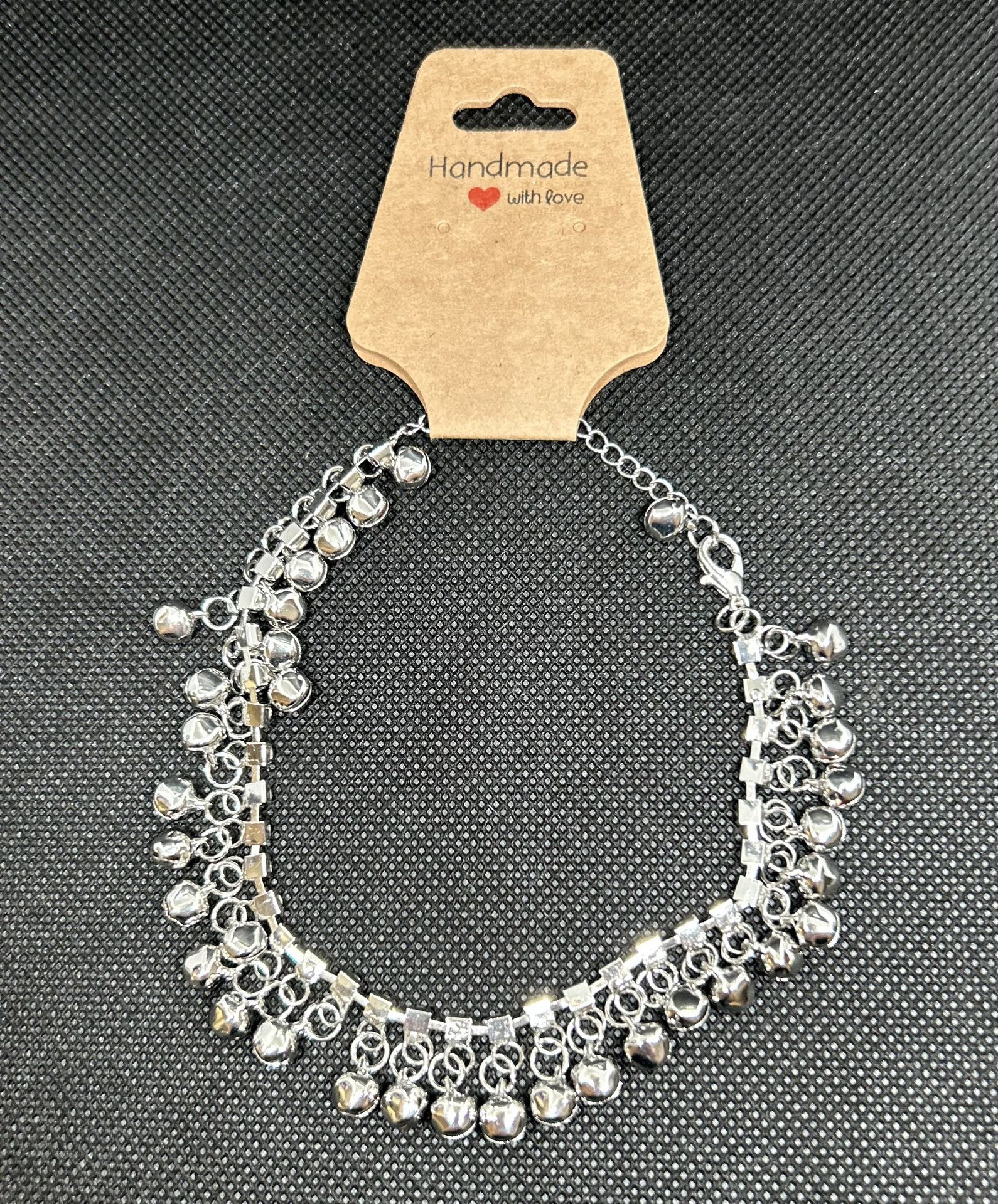 Stylish Silver Tone Dangle Bead Anklet