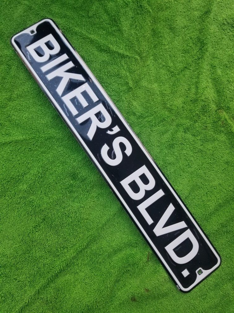 Metal Bikers Blvd Street Sign
