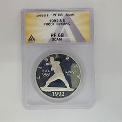 1992-S US Olympic Baseball Commemorative Silver Dollar ANACS PF68 DCAM Proof