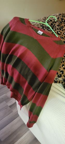 Red and Green Striped Knit Sweater freddy costume