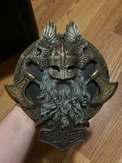 10" Viking Norse Mythology Valhalla Berserker Wall Plaque Statue Bronze Finish