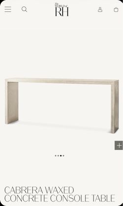 RH RESTORATION HARDWARE CABRERA WAXED CONCRETE CONSOLE TABLE 60’: Retail $2820