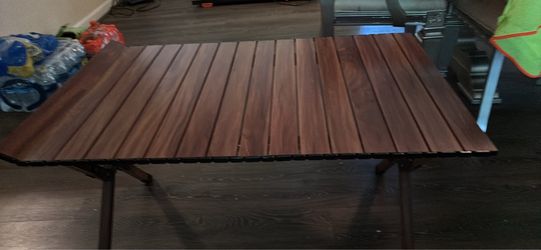 Folding Wood Slat Portable Table