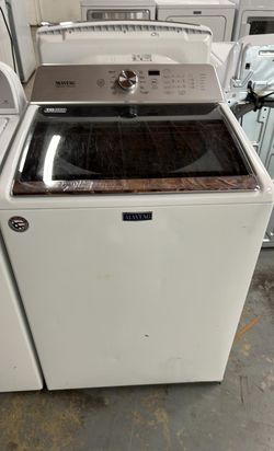 Maytag Top Load Washer – HE, Glass Lid, White