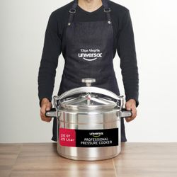New Professional Universal (Large) 26-Quart Aluminum Pressure Cooker for Professional Use - Commercial-Grade, 1 Safety Valve, Reinforced Handles, Easy