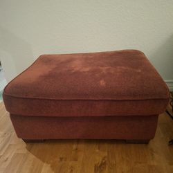 Terracotta Orange Suede Ottoman - Great Condition