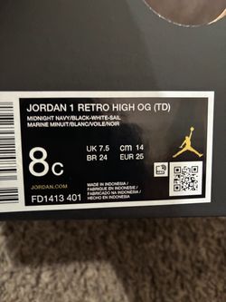 Jordan 1 size 8c