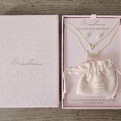 Mia Sarine Set FINE SILVER PLATED Necklaces And Earrings Gold Tone MOM