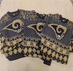 Klew Men's St. Louis Rams "Throwback" Holiday Ugly Sweater Navy/Yellow Small