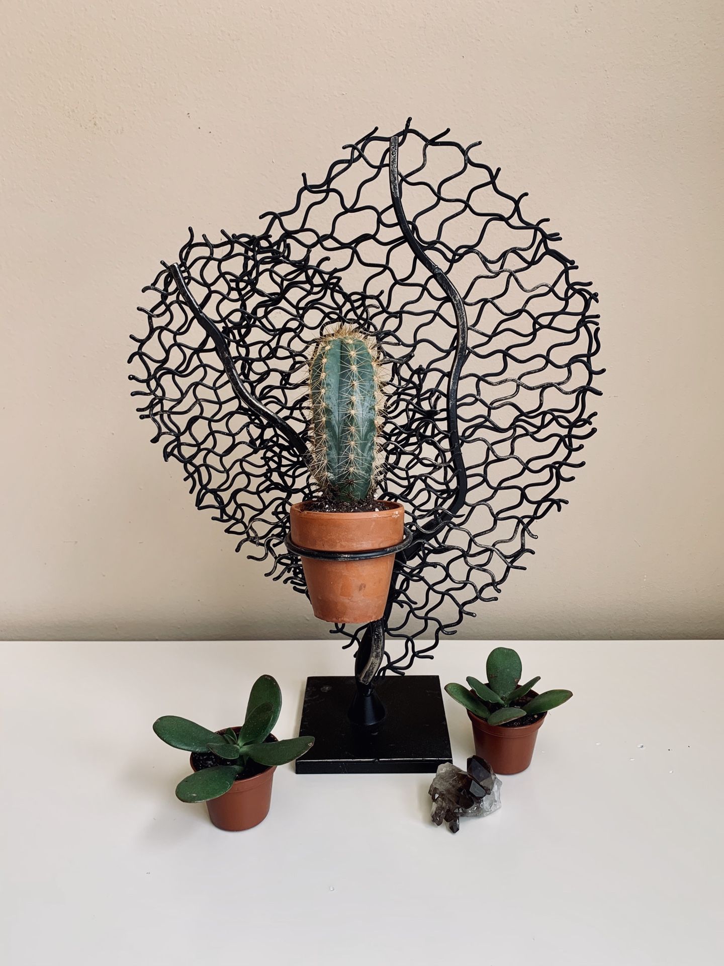 Cast Iron Metal Abstract Sculpture Plant Holder Candle Holder Abstract Coral Abstract Tree