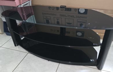 Modern Black Tempered Glass 3-Tier TV Stand / Entertainment Center