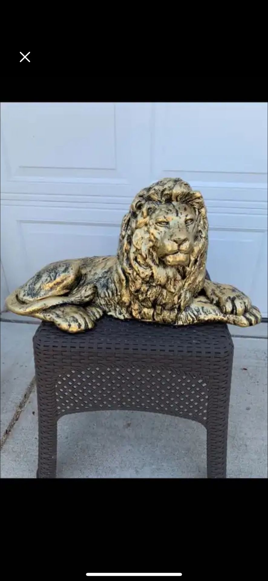 Golden Laying Lion Statue