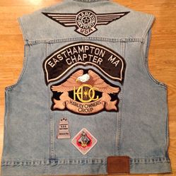 Vintage Harley Davidson Men's L Denim Vest Jean Jacket Easthampton MA