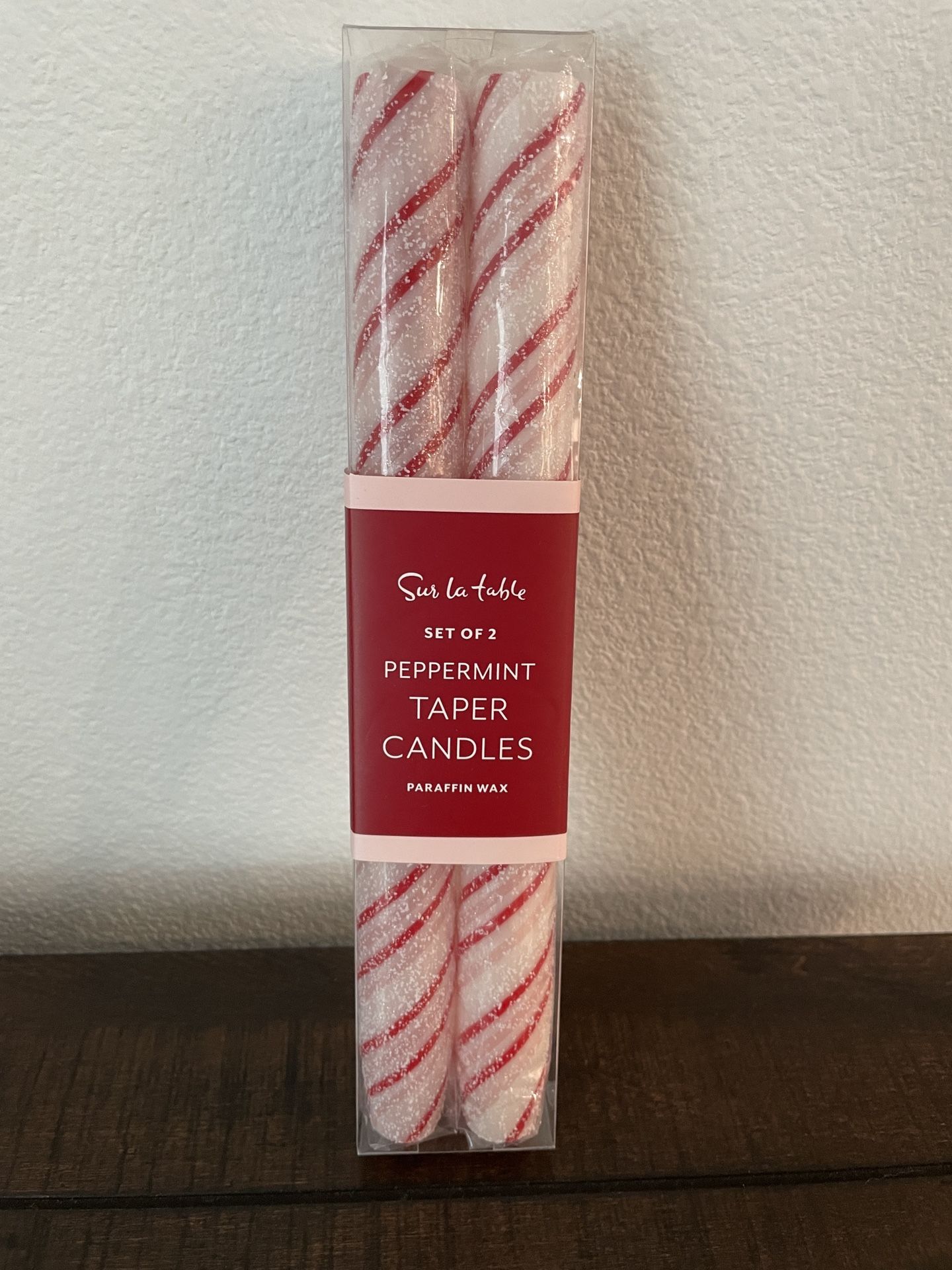 Sur La Table Peppermint Taper Candles