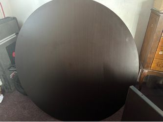 Modern Round Dark Wood Dining Table