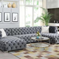 New Sectionals Grey Velvet 