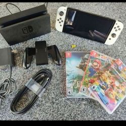 Nintendo Switch OLED Bundle With 256gb Ad Card And 3 Games
