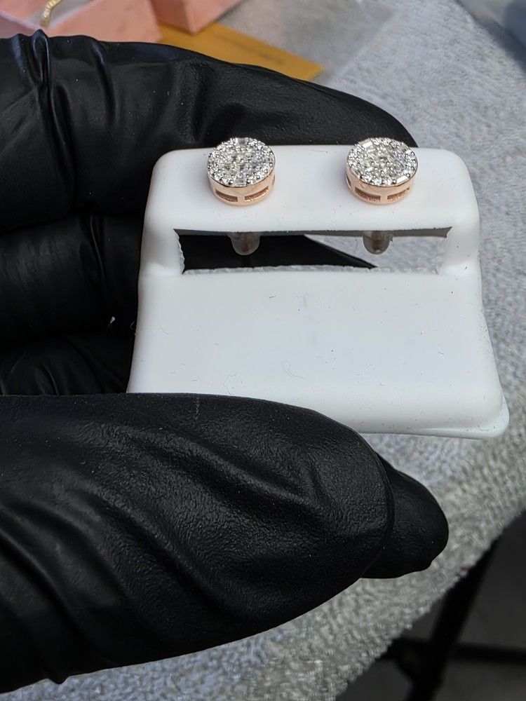 SS925 Moissanite Diamonds Rose Gold Over Earrings