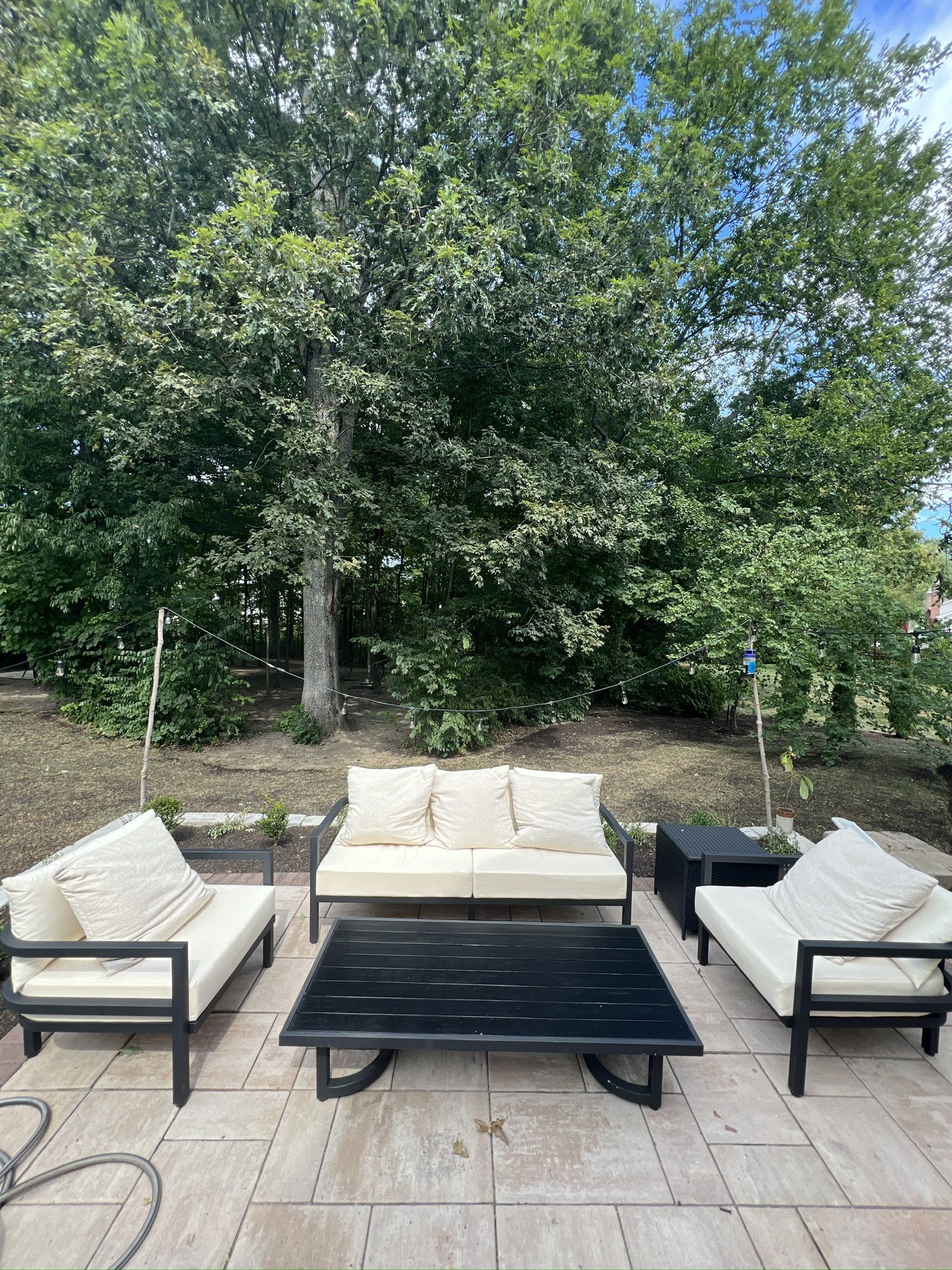 Black Metal And Cream Outdoor Patio Furniture Set