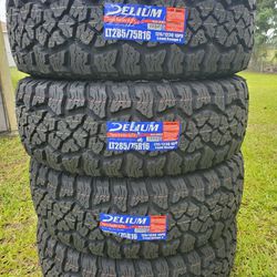 (4) 285/75r16 Delium A/T Tires 285 75 16 Inch AT 10-ply LT E Rated 33