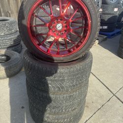 19” 5x4.5/5x4.75 Red Shift Racing Wheels with 245/40R19 Michelin Tires