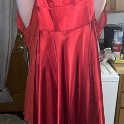Betsy & Adam Red Satin Corset Back Dress