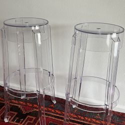 Pair Stools Ghost Chairs By Kartell Philippe Starck 