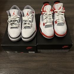 Jordan Fire Red 3s & Fire Red 4s