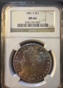1881‑S Morgan Silver Dollar — NGC Certified MS66   Certification #: (contact info removed)‑003