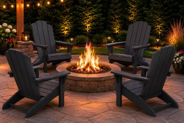 kiawah resin plastic adirondack chairs color graphite - set of 4
