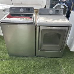 Samsung top load washer and electric dryer 