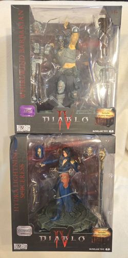 2 DIABLO IV Figures McFarlane WHIRLWIND BARBARIAN & HYDRA LIGHTNING SORCERESS