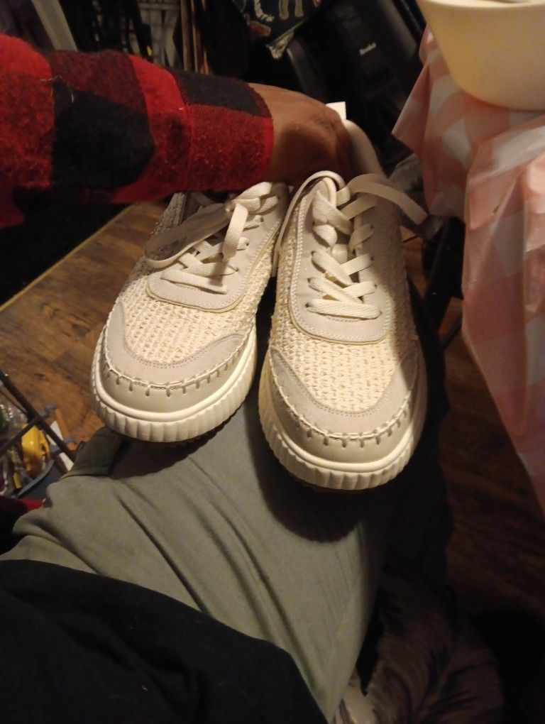 Dolce Vita Dolen Womens Shoes Beige Knit Sneakers Chunky Low Top Fashion US Size10
