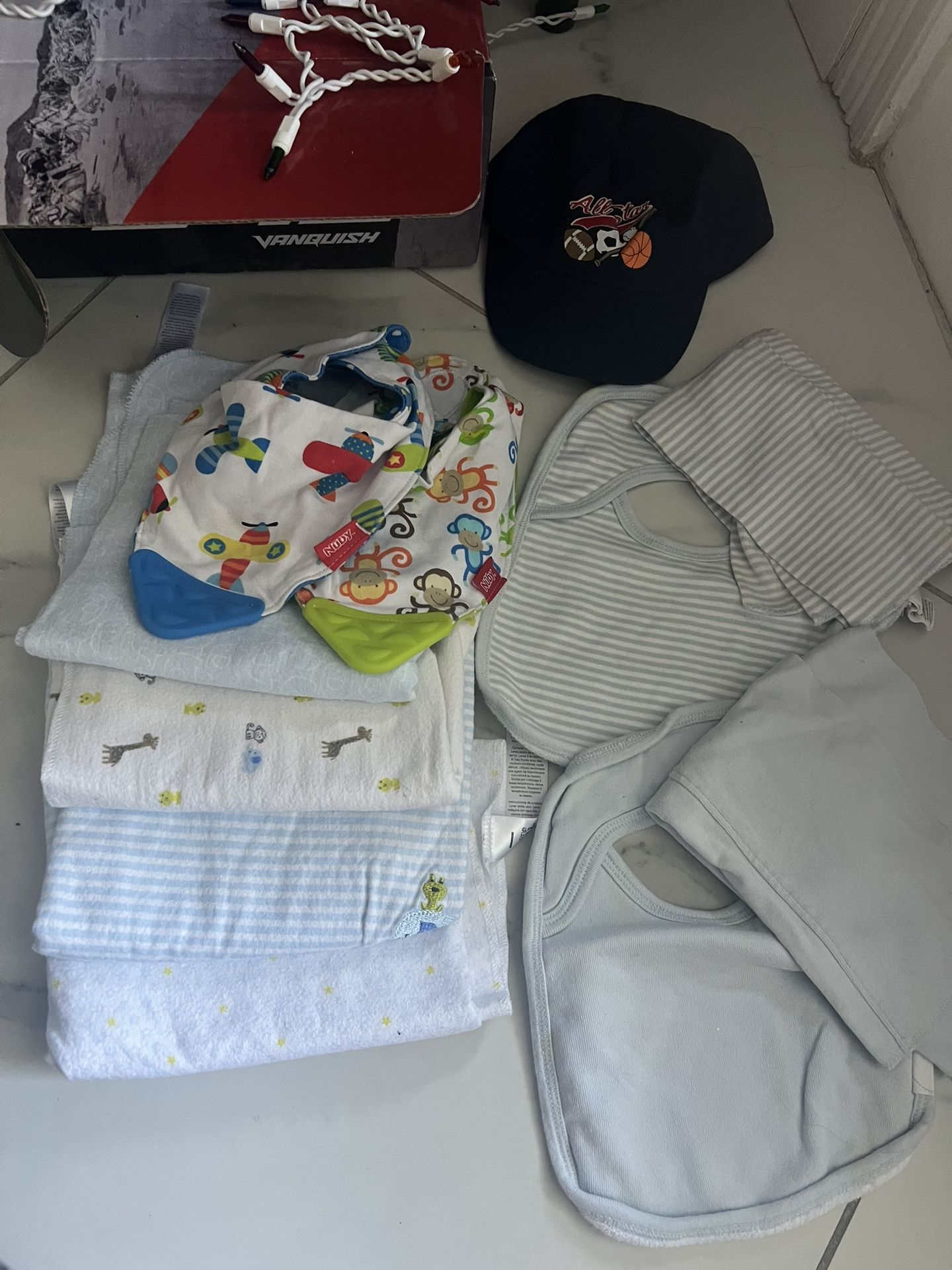 Baby Boy Blanket Swaddle Bib Bundle
