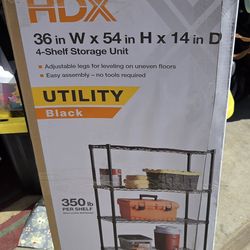 HDX 4-Tier Steel Wire Shelving Unit Black Metal 4 Shelf (36 in. W x 54 in. H x 14 in. D)