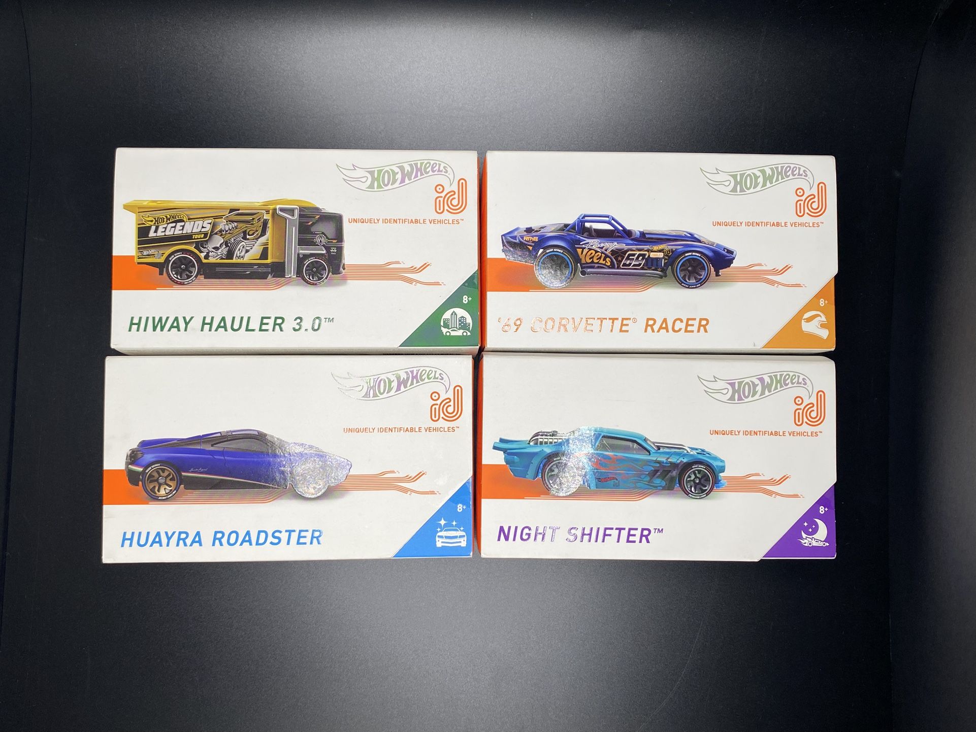 (NEW) Hot Wheels iD set of 4 1:64 Scale Die Cast Cars