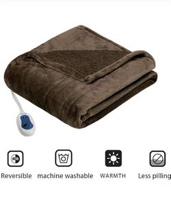 Beautyrest Microlight to Sherpa Reversible Electric Blanket Throw, Adjustable Multi-Level Heat Setting Controller, Cozy Bedding for Living Room Couch Thumbnail