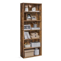 Bookshelf, 6-Tier Bookcase, Book Shelf, Open Storage Shelf, 9.4 x 23.6 x 63.3 Inches, for Living Room, Home Office, Dinning Room, Rustic Brown ULBC166