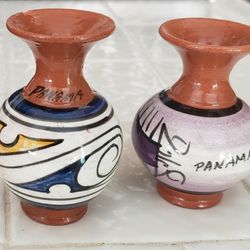 Two 3 Inch Tall Vases from Panama Souvenirs READ BELOW