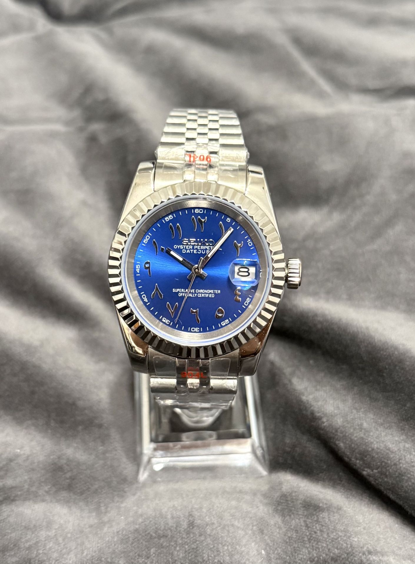 Seiko mod Watch Arabic Blue Dial