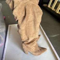 Nude/kaki Fall Knee High Boots 