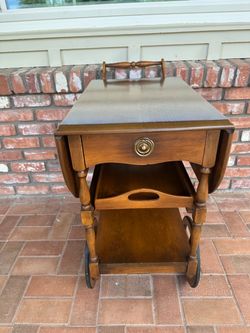 Vintage Wood Tea Cart with Drop Leaves