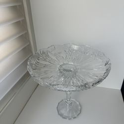 Bohemian Crystal Cake Stand, New 